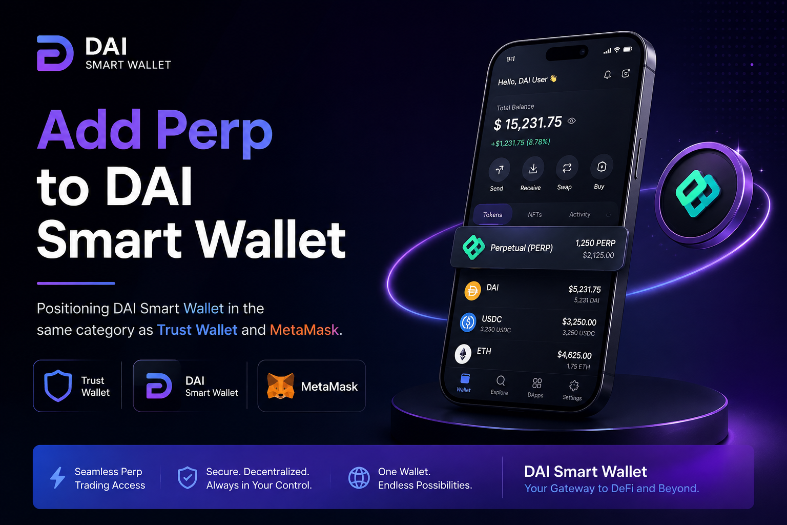 DAI Smart Wallet Mobile App Mockup